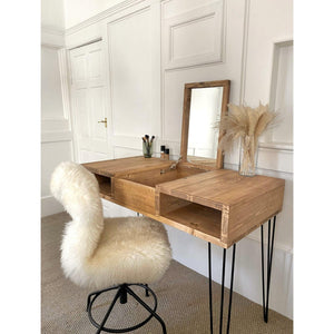 Reclaimed Wood Dressing Table with Mirror and Hairpin Legs