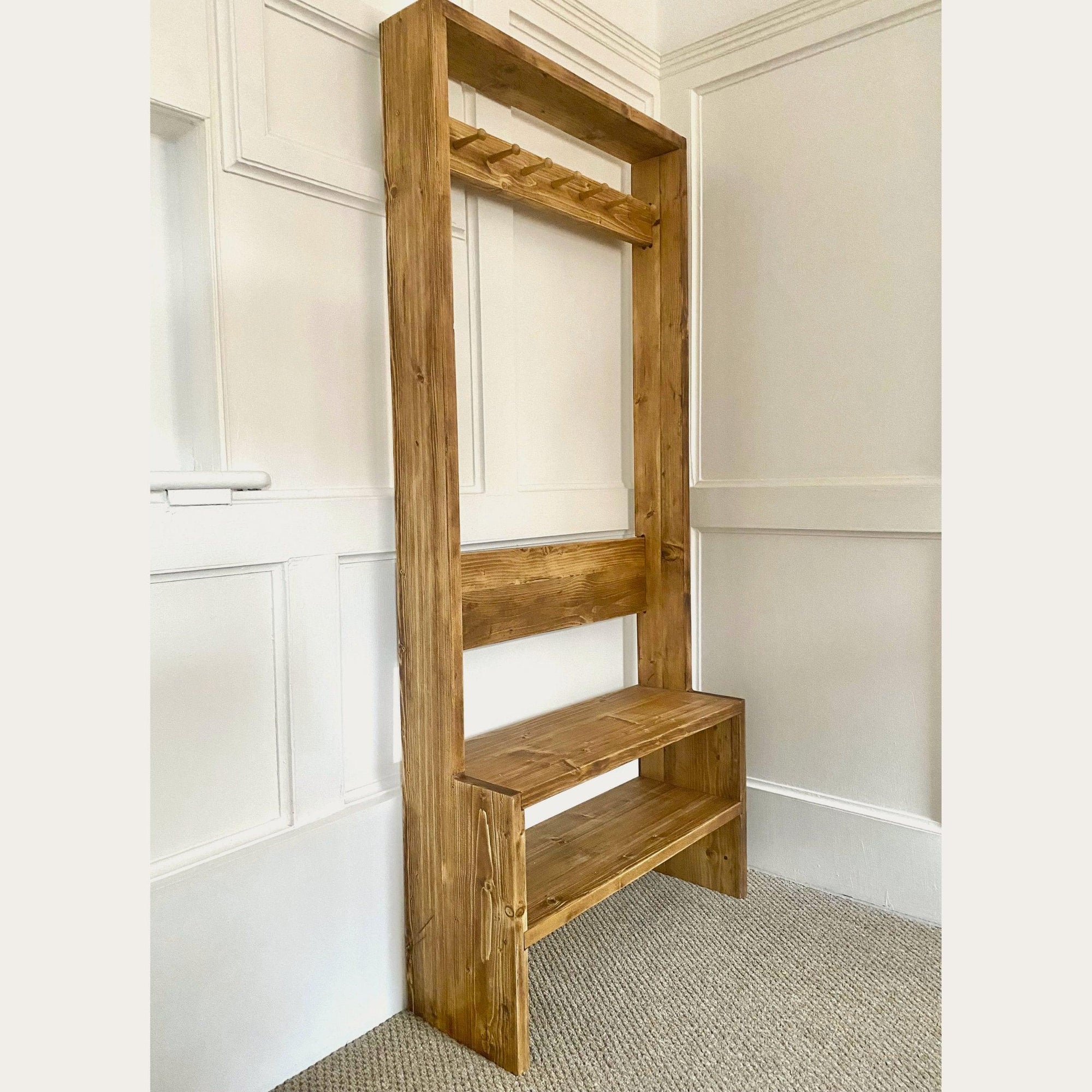 Reclaimed Wood Hallway Storage Unit Coat Rack