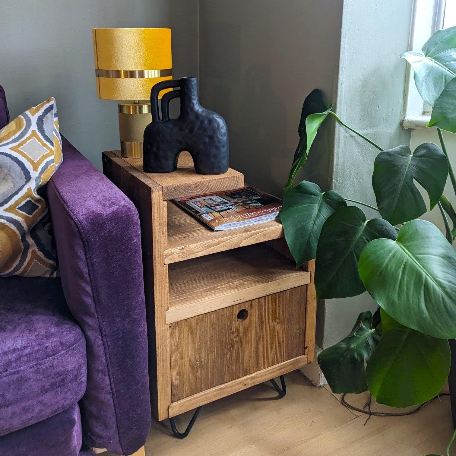 Bedside Unit with Drawer, Reclaimed Boards, Customisable Finish