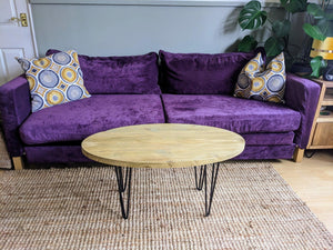 Oval Reclaimed Coffee Table With Hairpin Legs,Choice Of Sizes+Colours