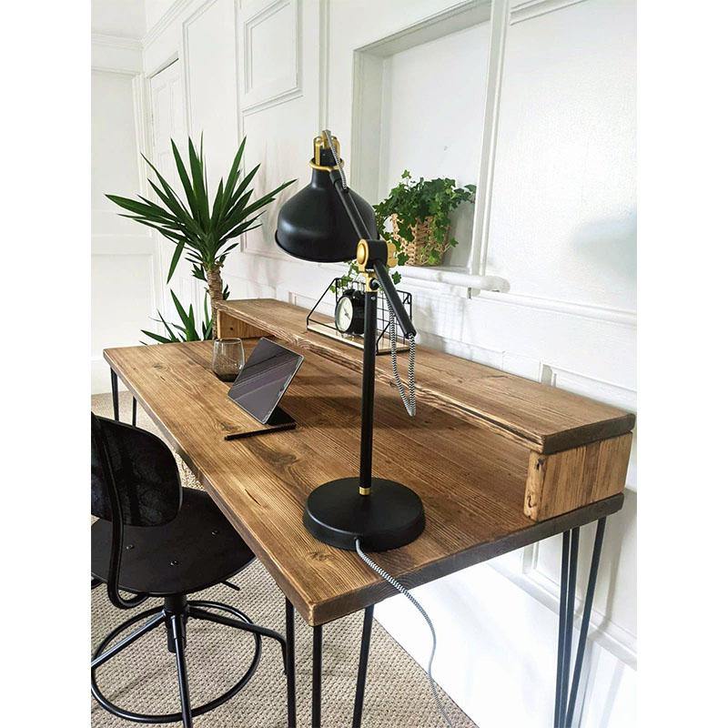 Rustic Desk with Monitor Shelf - RizAndMicaMake